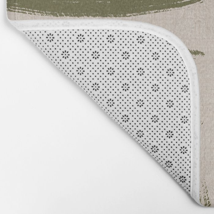 Olive Brushstrokes - Abstract Mid Century Modern Bath Mat Gallery Image 2