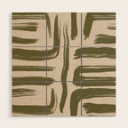 Olive Brushstrokes - Abstract Mid Century Modern Wood Wall Art Gallery Image 1
