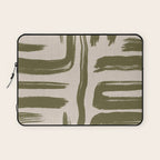 Olive Brushstrokes - Abstract Mid Century Modern Laptop Sleeve Gallery Image 1