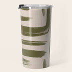 Olive Brushstrokes - Abstract Mid Century Modern Travel Mug Gallery Image 3