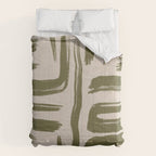 Olive Brushstrokes - Abstract Mid Century Modern Comforter Gallery Image 6
