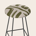 Olive Brushstrokes - Abstract Mid Century Modern Stool Gallery Image 2