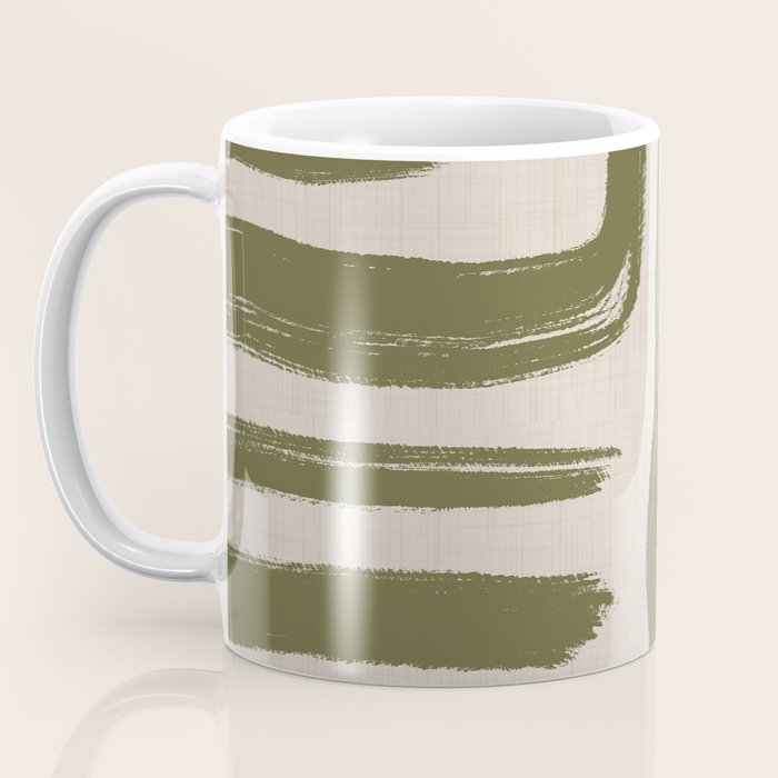 Olive Brushstrokes - Abstract Mid Century Modern Coffee Mug Gallery Image 3