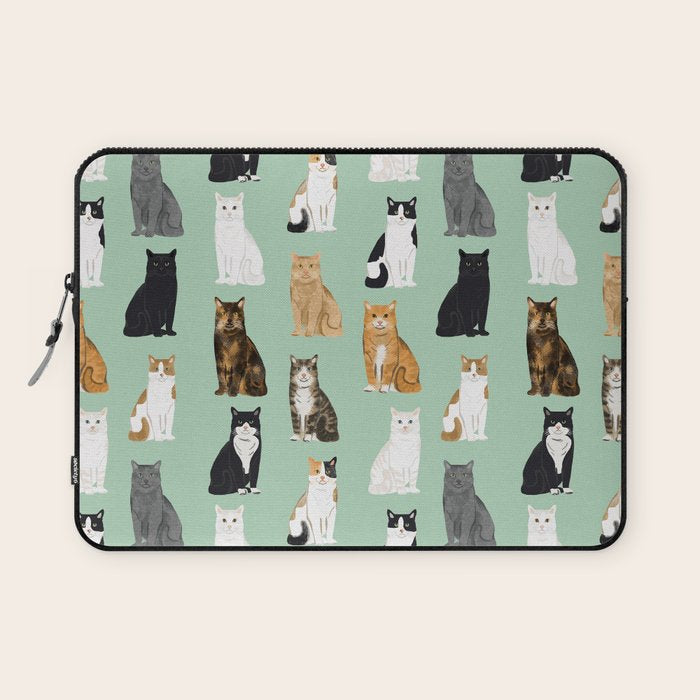 Cat breeds pattern kitty kittens cats tabby siamese white tortoiseshell Laptop Sleeve Gallery Image 1