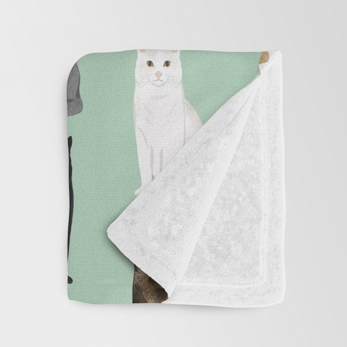 Cat breeds pattern kitty kittens cats tabby siamese white tortoiseshell Throw Blanket Gallery Image 3