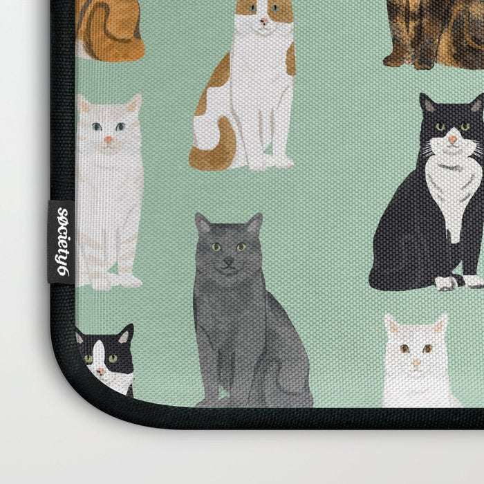 Cat breeds pattern kitty kittens cats tabby siamese white tortoiseshell Laptop Sleeve Gallery Image 3