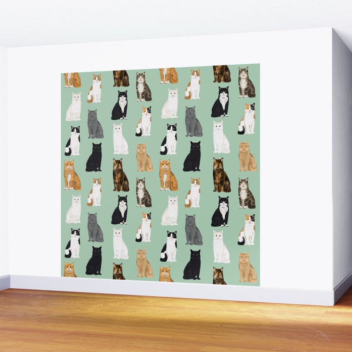 Cat breeds pattern kitty kittens cats tabby siamese white tortoiseshell Wall Mural Gallery Image 2