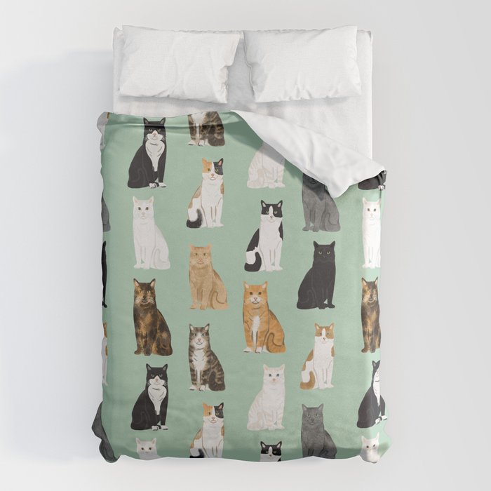 Cat breeds pattern kitty kittens cats tabby siamese white tortoiseshell Duvet Cover Gallery Image 6