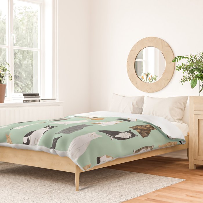 Cat breeds pattern kitty kittens cats tabby siamese white tortoiseshell Duvet Cover Gallery Image 2