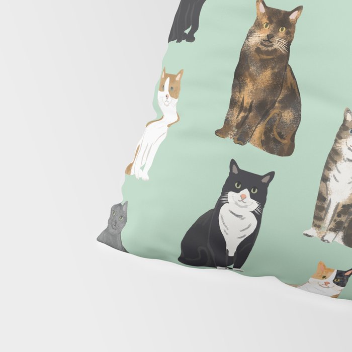 Cat breeds pattern kitty kittens cats tabby siamese white tortoiseshell Pillow Sham Gallery Image 4