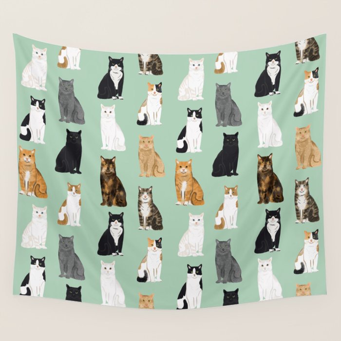 Cat breeds pattern kitty kittens cats tabby siamese white tortoiseshell Wall Tapestry Gallery Image 4