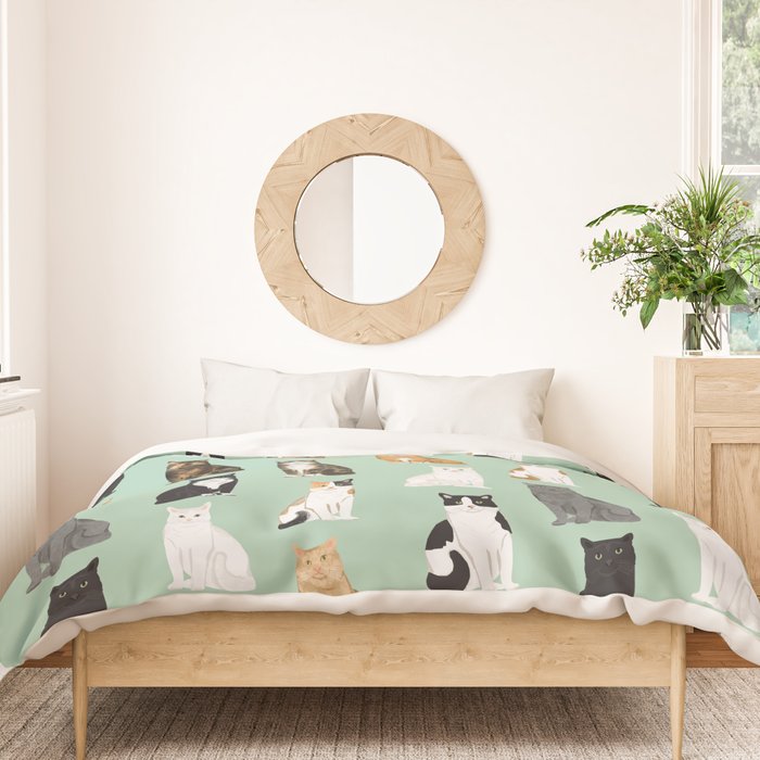 Cat breeds pattern kitty kittens cats tabby siamese white tortoiseshell Duvet Cover Gallery Image 3