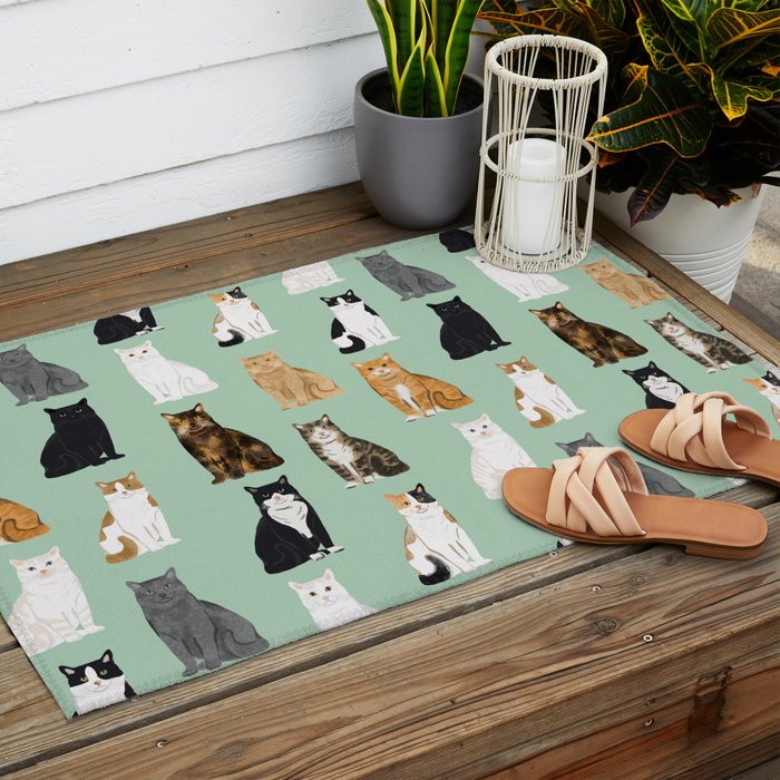 Cat breeds pattern kitty kittens cats tabby siamese white tortoiseshell Outdoor Rug Gallery Image 2