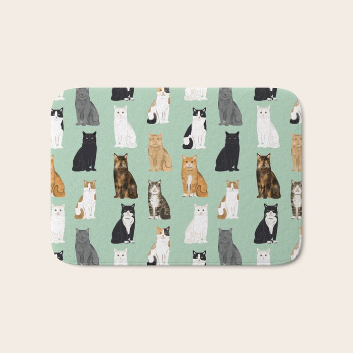 Cat breeds pattern kitty kittens cats tabby siamese white tortoiseshell Bath Mat Gallery Image 1