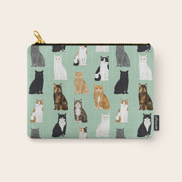 Cat breeds pattern kitty kittens cats tabby siamese white tortoiseshell Carry All Pouch Gallery Image 1
