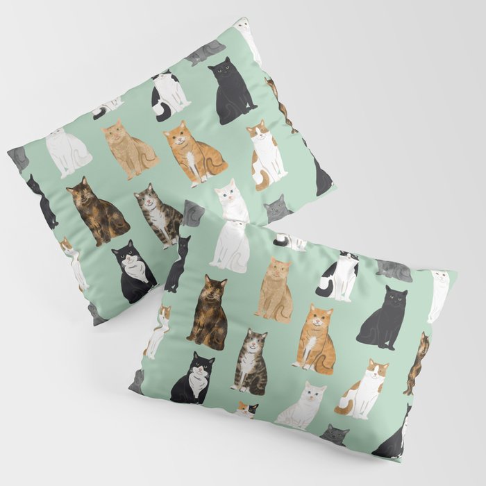 Cat breeds pattern kitty kittens cats tabby siamese white tortoiseshell Pillow Sham Gallery Image 1