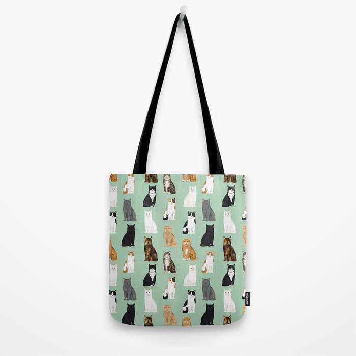 Cat breeds pattern kitty kittens cats tabby siamese white tortoiseshell Tote Bag Gallery Image 2