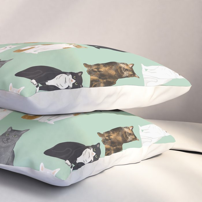 Cat breeds pattern kitty kittens cats tabby siamese white tortoiseshell Pillow Sham Gallery Image 3