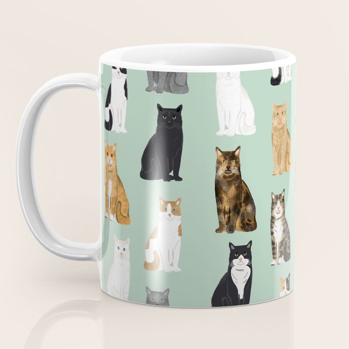 Cat breeds pattern kitty kittens cats tabby siamese white tortoiseshell Coffee Mug Gallery Image 3
