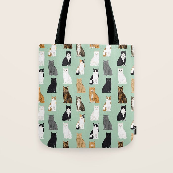 Cat breeds pattern kitty kittens cats tabby siamese white tortoiseshell Tote Bag Gallery Image 1