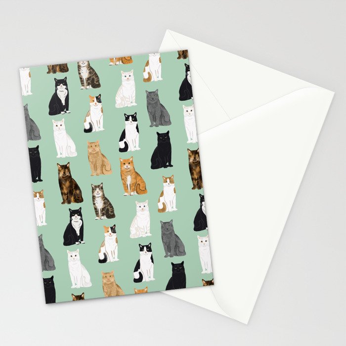 Cat breeds pattern kitty kittens cats tabby siamese white tortoiseshell Stationery Card Gallery Image 2