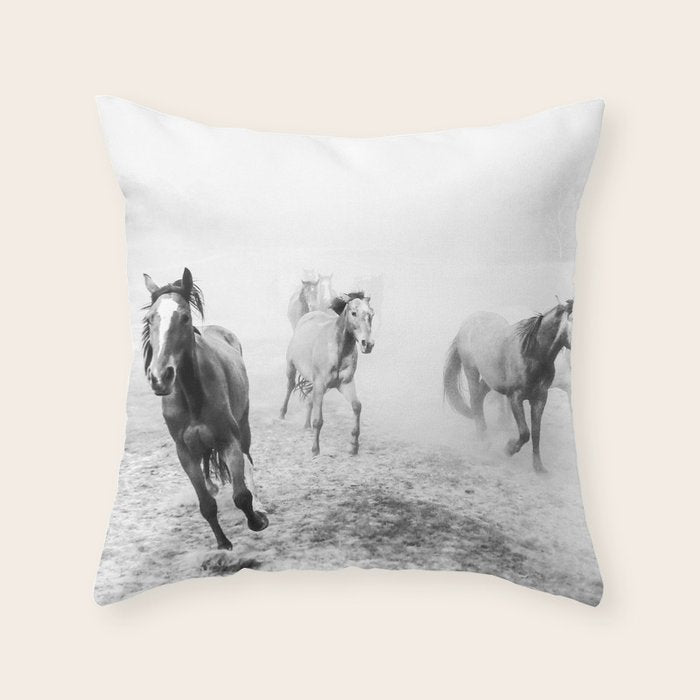 Running with the horses Throw Pillow Gallery Image 1