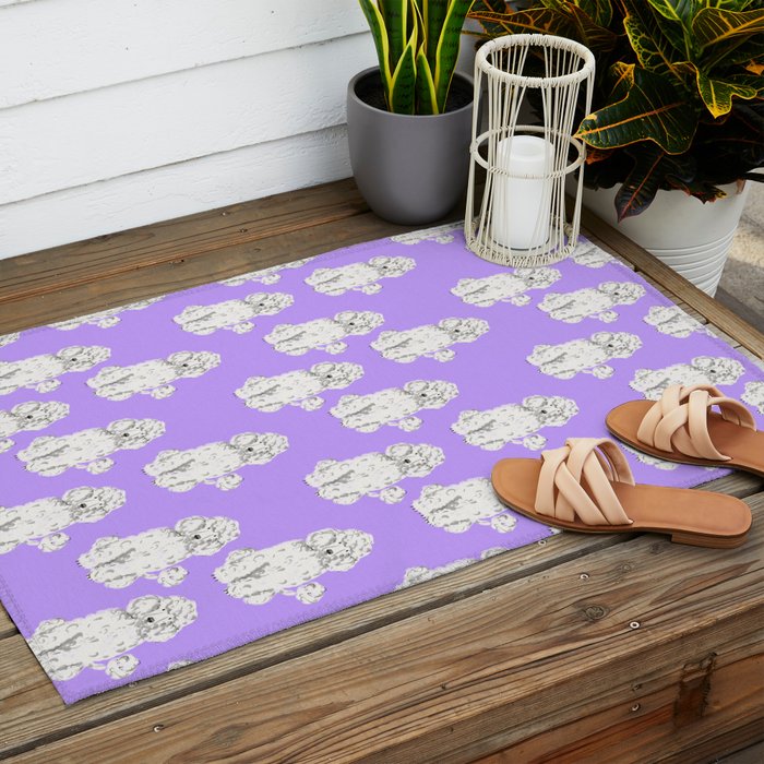 Fashionable white poodle Outdoor Rug Gallery Image 2