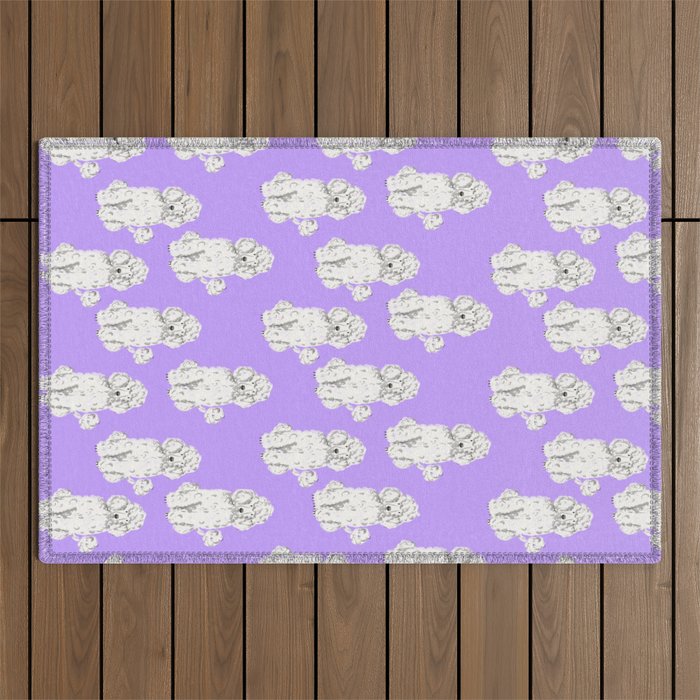 Fashionable white poodle Outdoor Rug Gallery Image 1