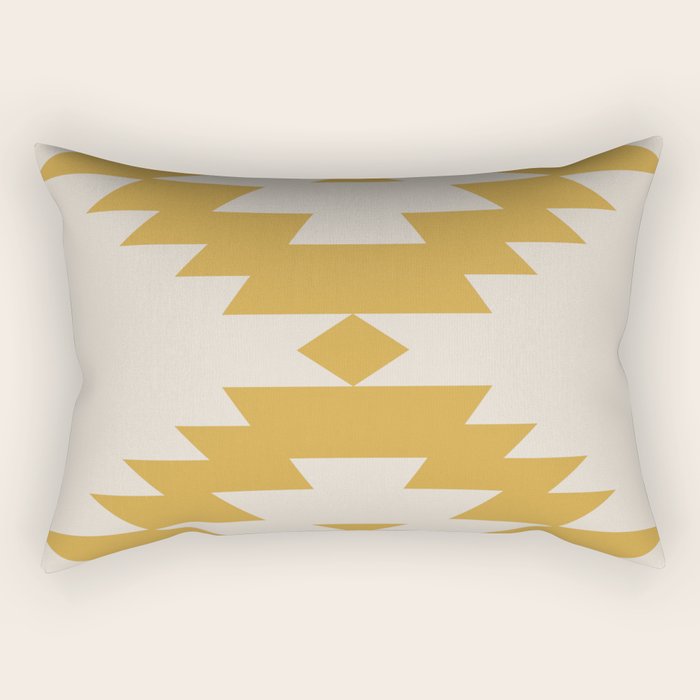 Southwestern Minimalism - Golden Yellow Neutral Beige Rectangular Pillow Gallery Image 1