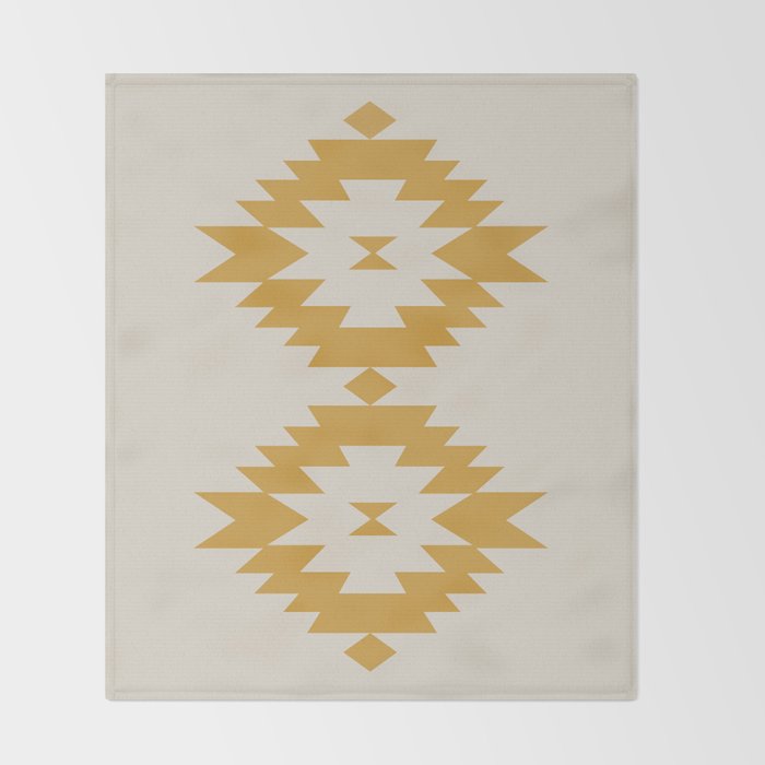 Southwestern Minimalism - Golden Yellow Neutral Beige Throw Blanket Gallery Image 2