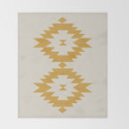 Southwestern Minimalism - Golden Yellow Neutral Beige Throw Blanket Gallery Image 2