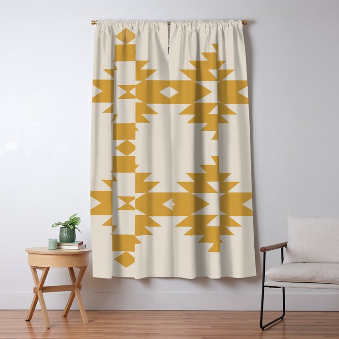 Southwestern Minimalism - Golden Yellow Neutral Beige Window Curtain Gallery Image 1