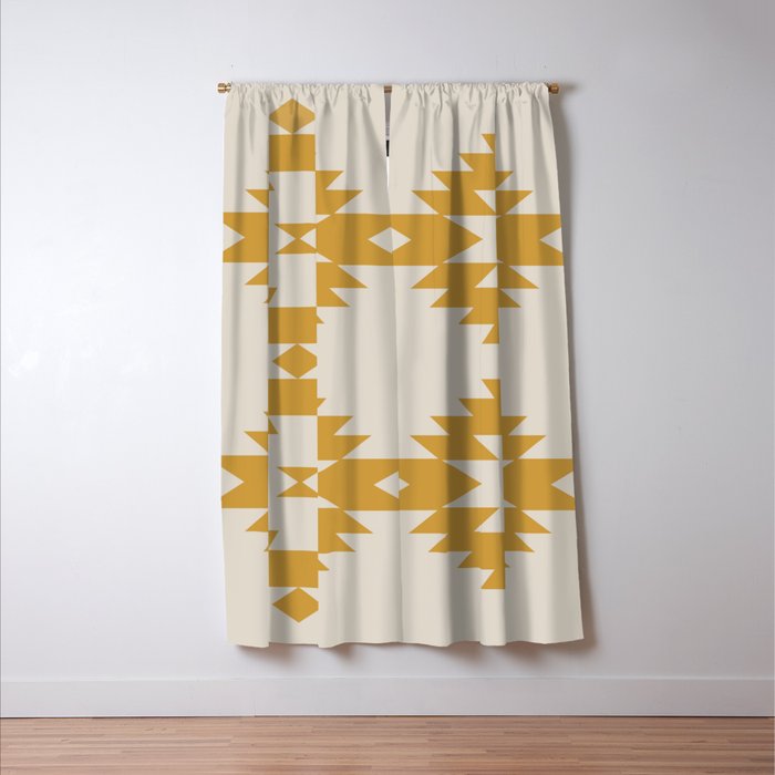 Southwestern Minimalism - Golden Yellow Neutral Beige Window Curtain Gallery Image 3
