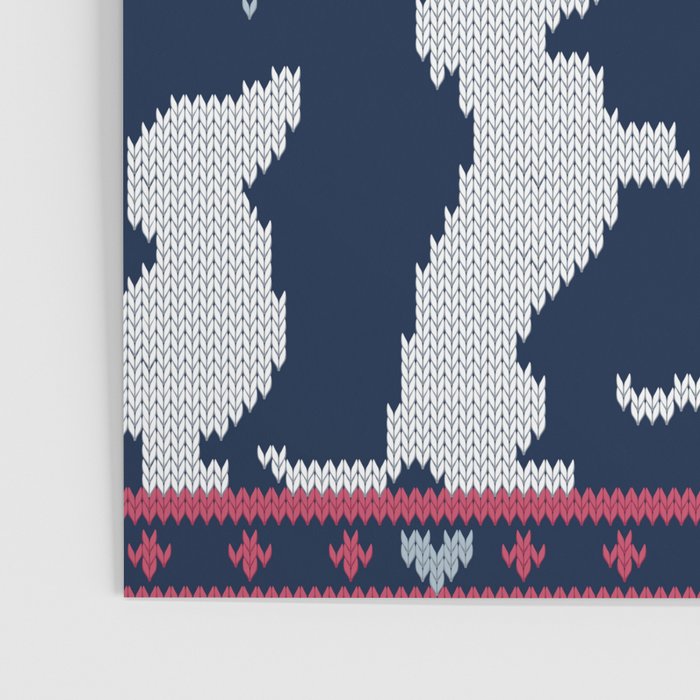 Fair Isle Knitting Doxie Love // navy blue background white and red dachshunds dogs bones paws and hearts Poster Gallery Image 3