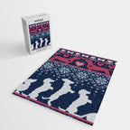 Fair Isle Knitting Doxie Love // navy blue background white and red dachshunds dogs bones paws and hearts Jigsaw Puzzle Gallery Image 2
