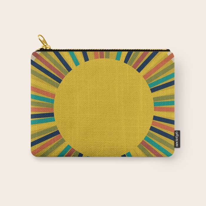 Sunbow 3 - Mid Mod Multicolor Sunburst Sun on Beige Carry All Pouch Gallery Image 1