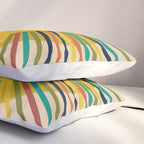 Sunbow 3 - Mid Mod Multicolor Sunburst Sun on Beige Pillow Sham Gallery Image 3