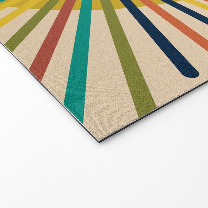 Sunbow 3 - Mid Mod Multicolor Sunburst Sun on Beige Welcome Mat Gallery Image 2