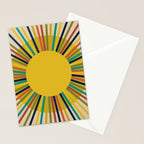 Sunbow 3 - Mid Mod Multicolor Sunburst Sun on Beige Stationery Card Gallery Image 2