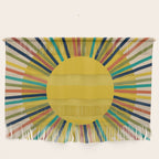 Sunbow 3 - Mid Mod Multicolor Sunburst Sun on Beige Wall Hanging Gallery Image 1