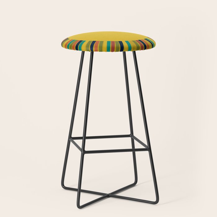 Sunbow 3 - Mid Mod Multicolor Sunburst Sun on Beige Stool Gallery Image 1