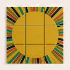 Sunbow 3 - Mid Mod Multicolor Sunburst Sun on Beige Wood Wall Art Gallery Image 1