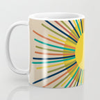 Sunbow 3 - Mid Mod Multicolor Sunburst Sun on Beige Coffee Mug Gallery Image 3