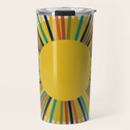 Sunbow 3 - Mid Mod Multicolor Sunburst Sun on Beige Travel Mug Gallery Image 1