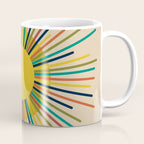 Sunbow 3 - Mid Mod Multicolor Sunburst Sun on Beige Coffee Mug Gallery Image 1