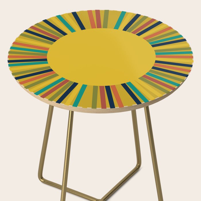 Sunbow 3 - Mid Mod Multicolor Sunburst Sun on Beige Side Table Gallery Image 2