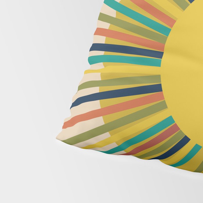 Sunbow 3 - Mid Mod Multicolor Sunburst Sun on Beige Pillow Sham Gallery Image 4