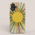 Sunbow 3 - Mid Mod Multicolor Sunburst Sun on Beige iPhone Case Gallery Image 1