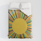 Sunbow 3 - Mid Mod Multicolor Sunburst Sun on Beige Duvet Cover Gallery Image 6