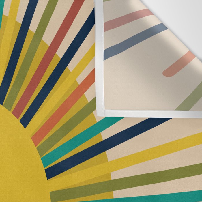 Sunbow 3 - Mid Mod Multicolor Sunburst Sun on Beige Wall Tapestry Gallery Image 3